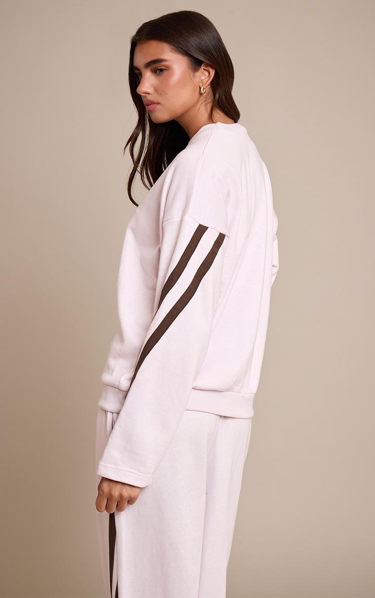 Pretty Little Thing Pink Contrast Striped Oversized Sweatshirt