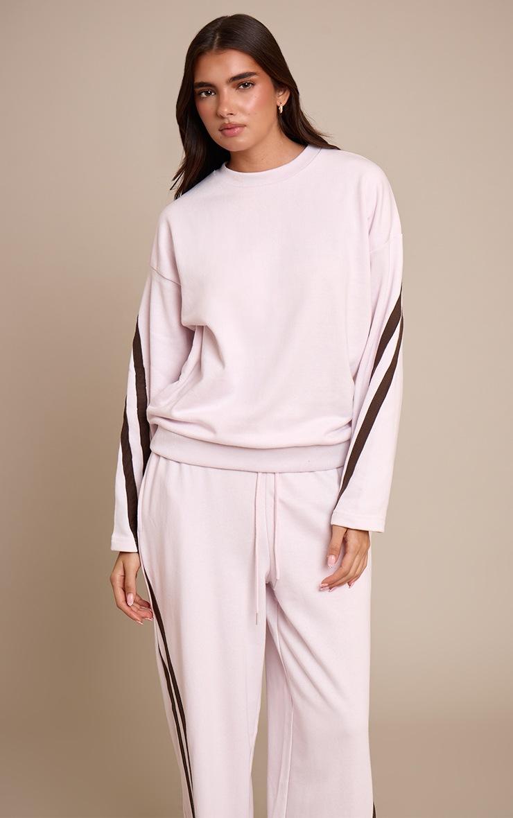 Pretty Little Thing Pink Contrast Striped Oversized Sweatshirt