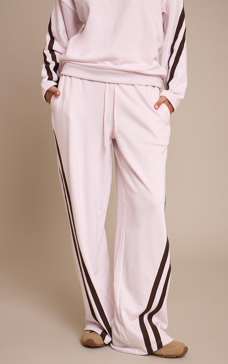 Pretty Little Thing Pink Contrast Striped Wide Leg Sweatpants