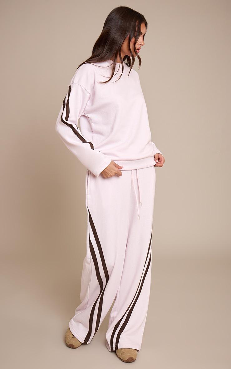 Pretty Little Thing Pink Contrast Striped Wide Leg Sweatpants