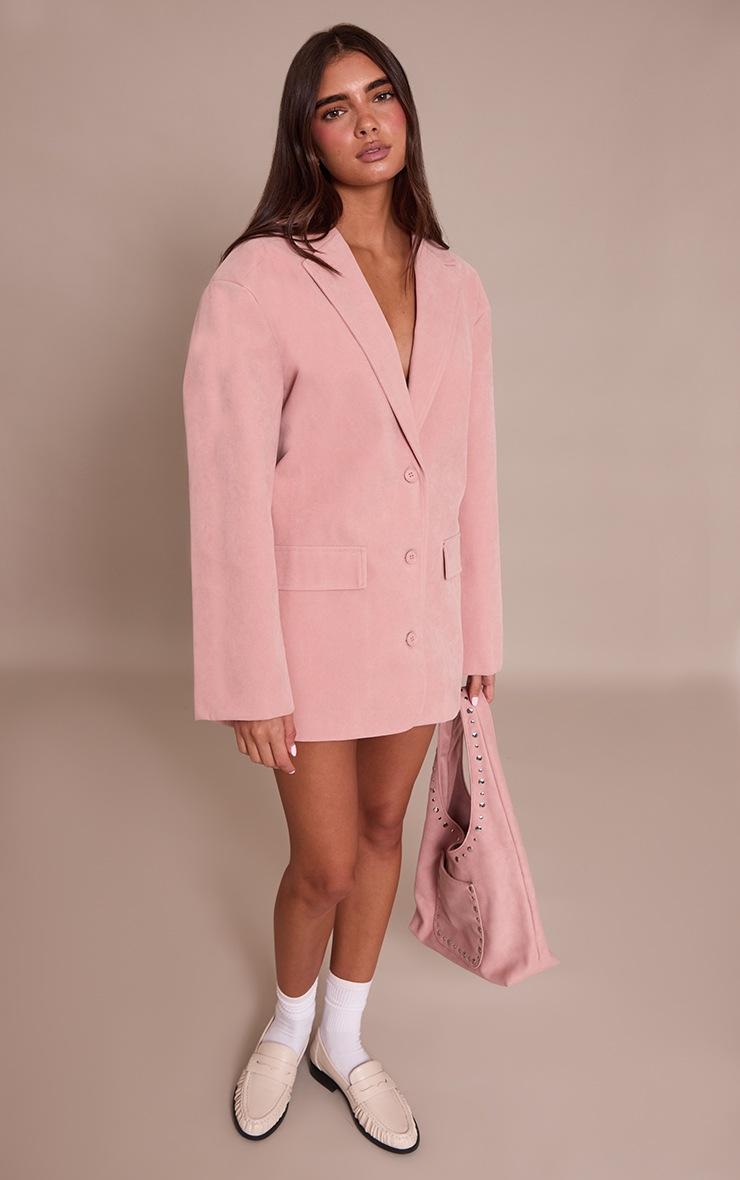 Pretty Little Thing Pink Faux Suede Structured Blazer Dress
