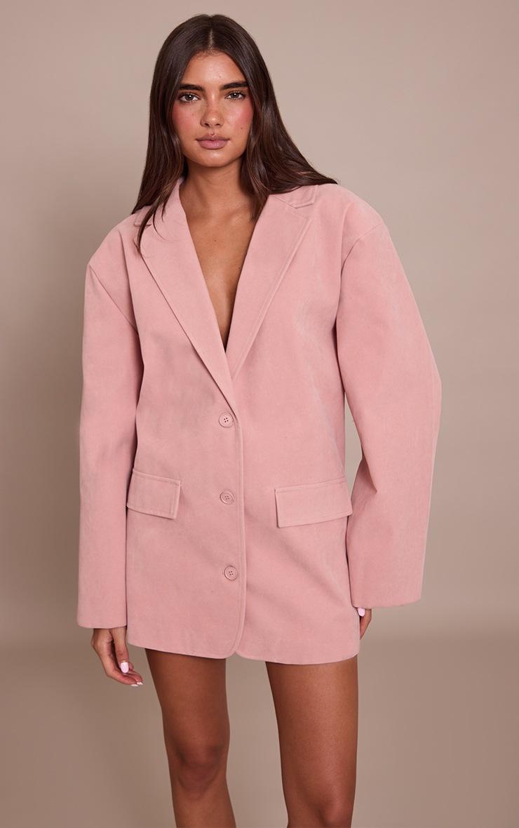Pretty Little Thing Pink Faux Suede Structured Blazer Dress