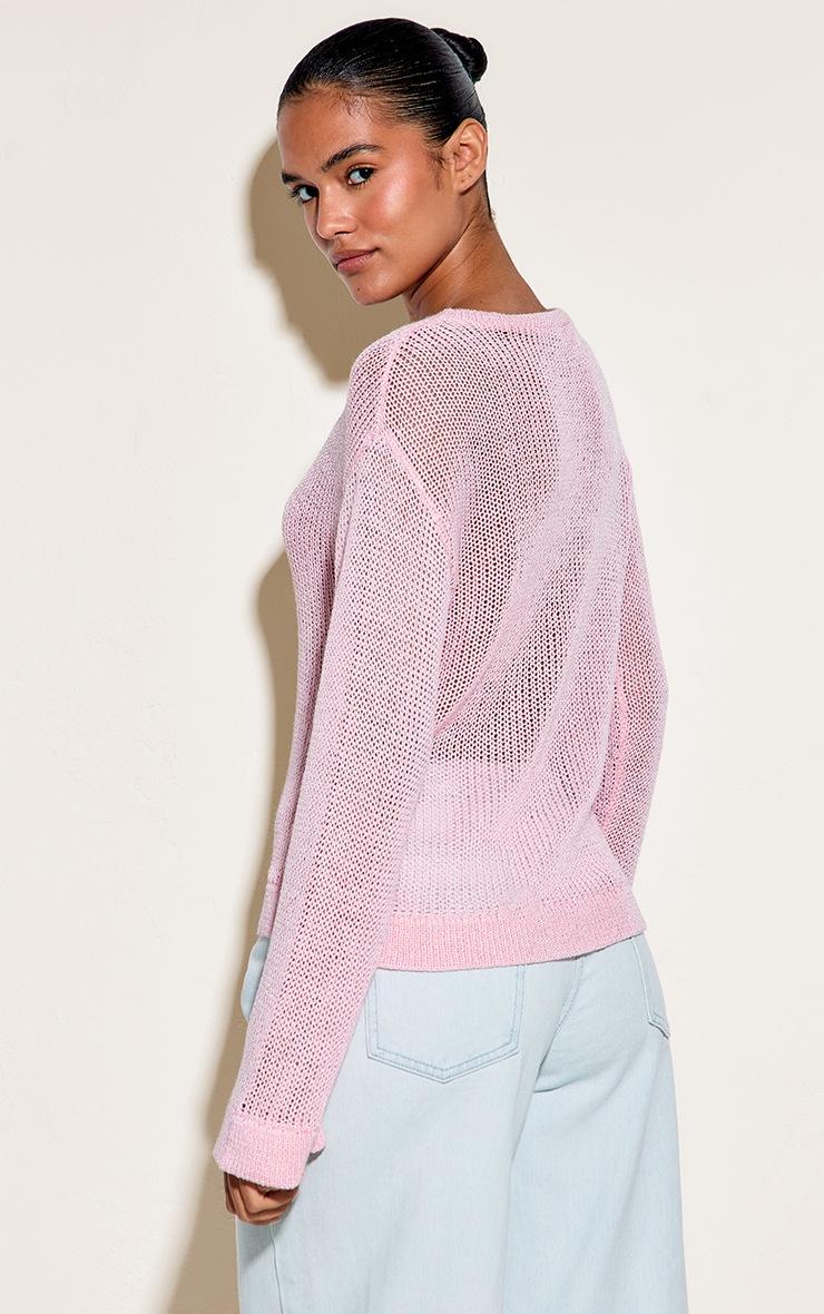 Pretty Little Thing Pink Filagree Knit Slouchy Sweater