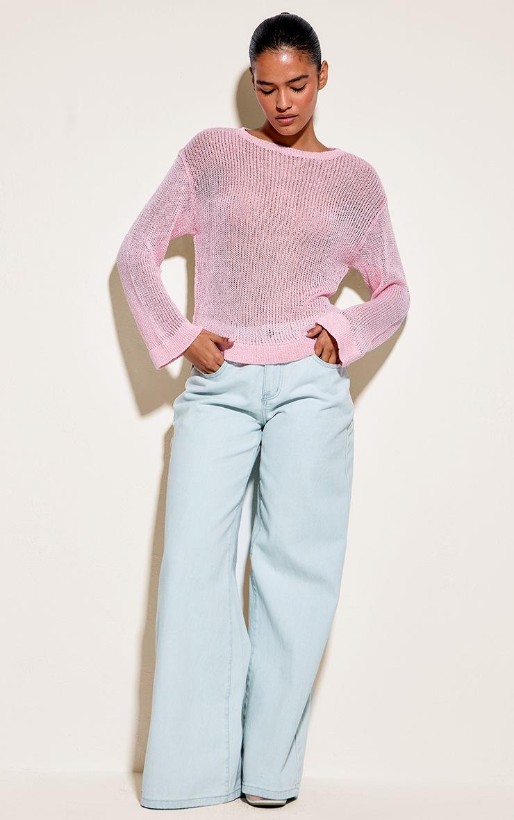 Pretty Little Thing Pink Filagree Knit Slouchy Sweater