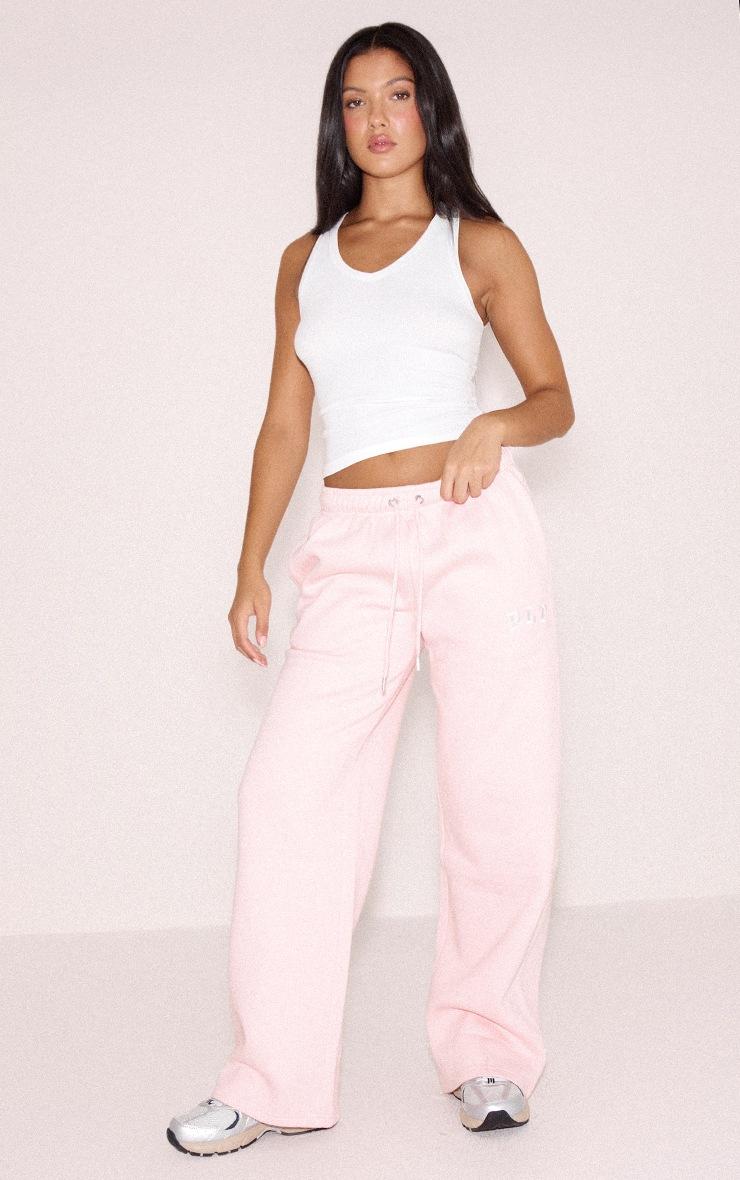 Pretty Little Thing Pink Logo Oversized Wide Leg Sweatpants