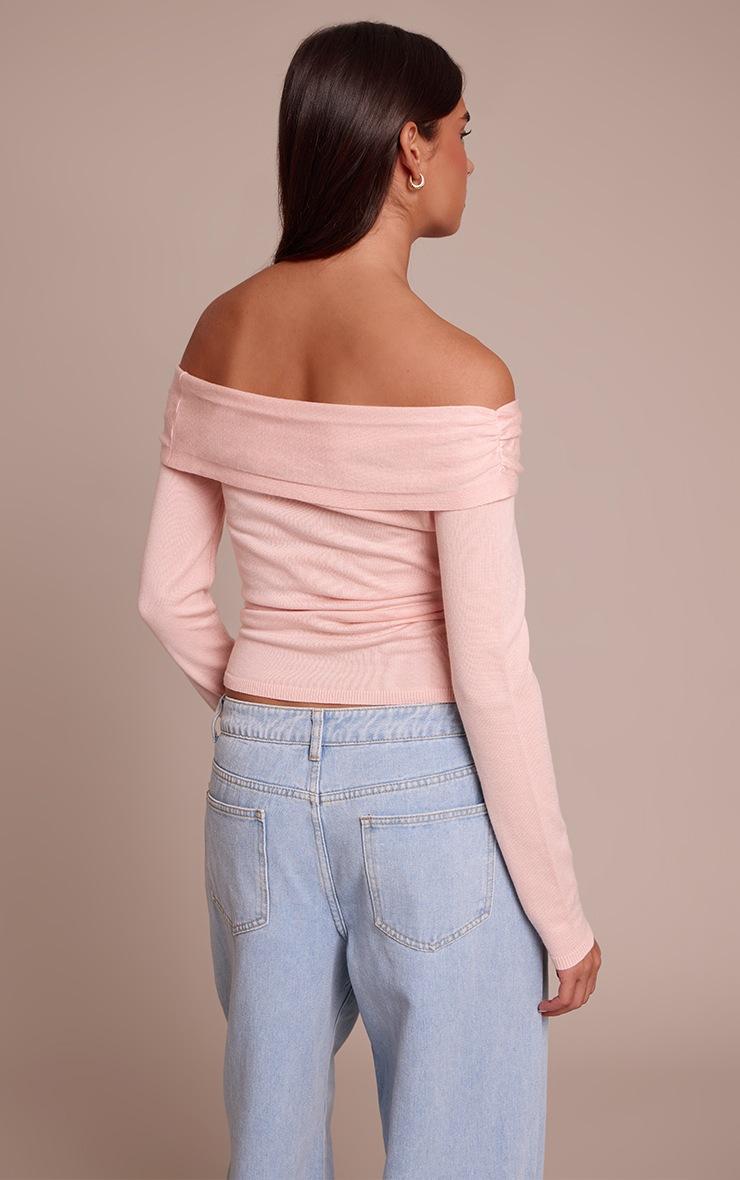 Pretty Little Thing Pink Long Sleeve Twist Shoulder Detail Knitted Top