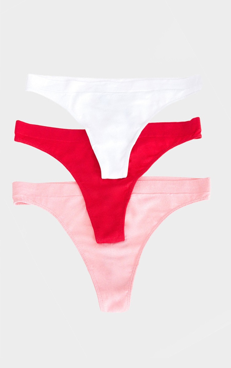 Pretty Little Thing Pink Multi Pack of 3 Seamless Thongs