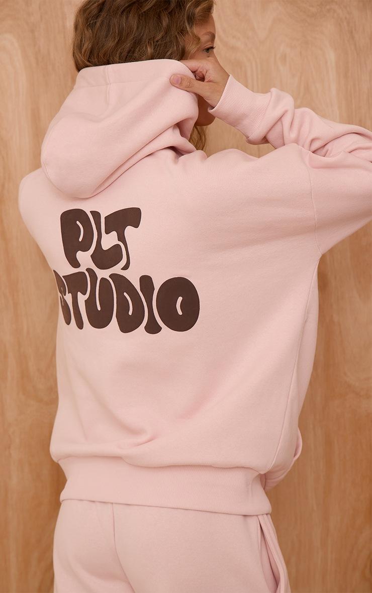 Pretty Little Thing Pink PLT Studio Print Oversized Hoodie
