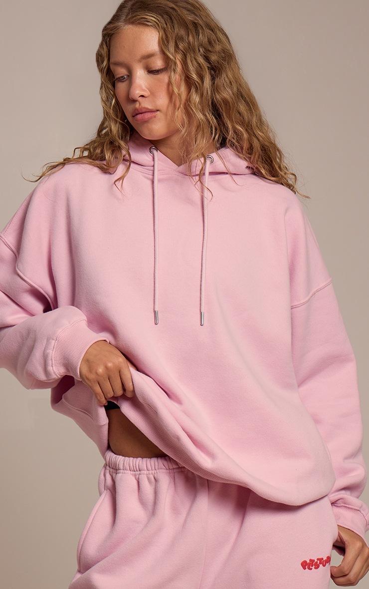 Pretty Little Thing Pink Plt Studio Puff Print Oversized Hoodie