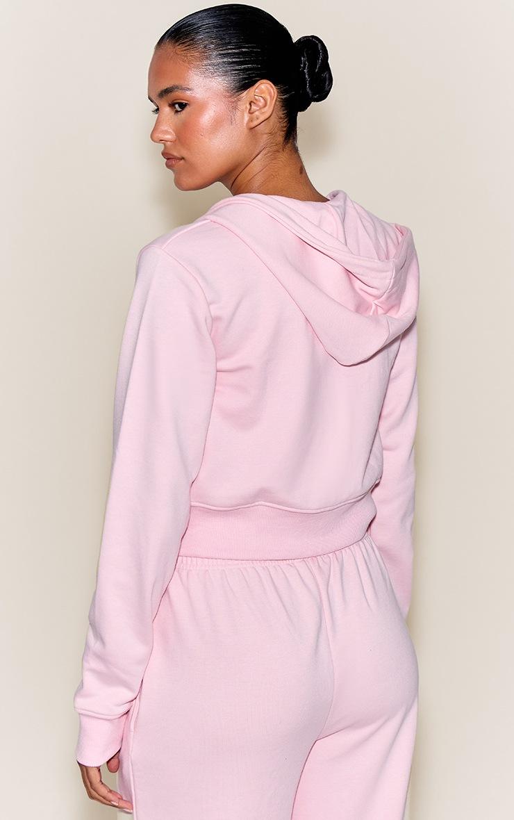 Pretty Little Thing Pink PLT Unicorn Embroidered Crop Zip Hoodie