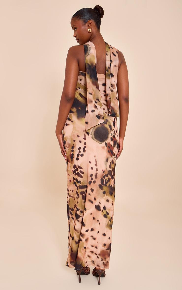 Pretty Little Thing Pink Printed Bandeau Scarf Detail Maxi Dress