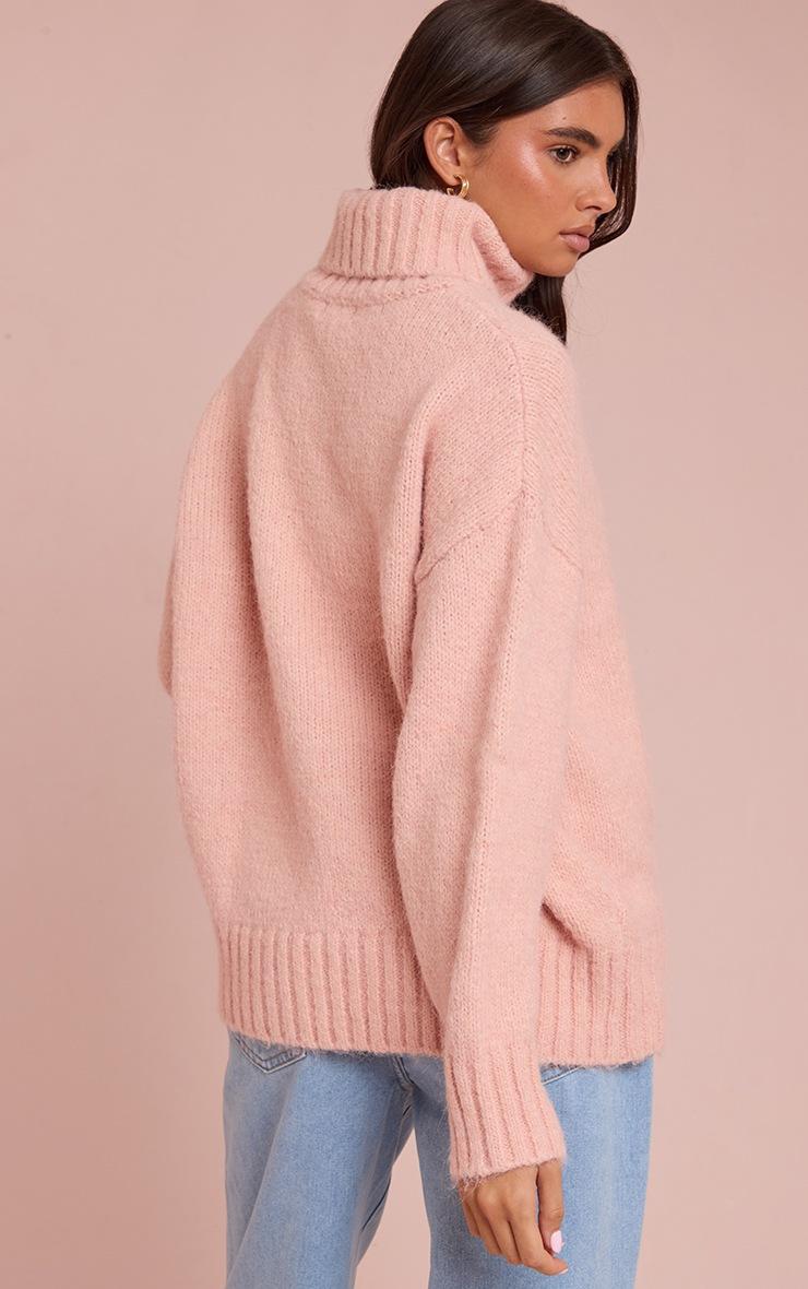 Pretty Little Thing Pink Roll Neck Balloon Sleeve Oversized Sweater