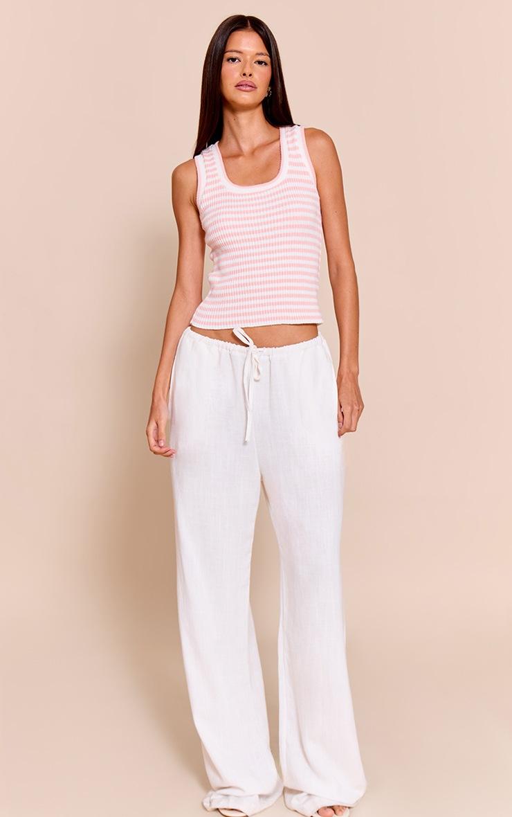 Pretty Little Thing Pink Scooped Neck Striped Ribbed Vest