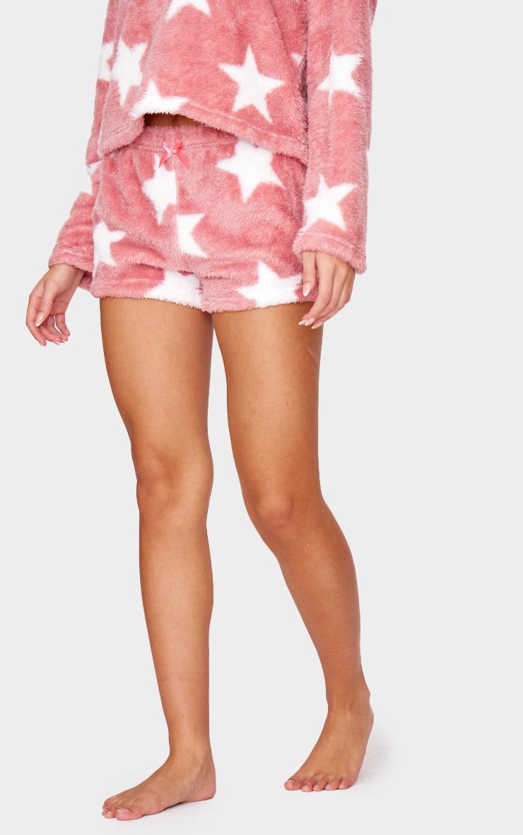 Pretty Little Thing Pink Star Print Fleece Pj Shorts
