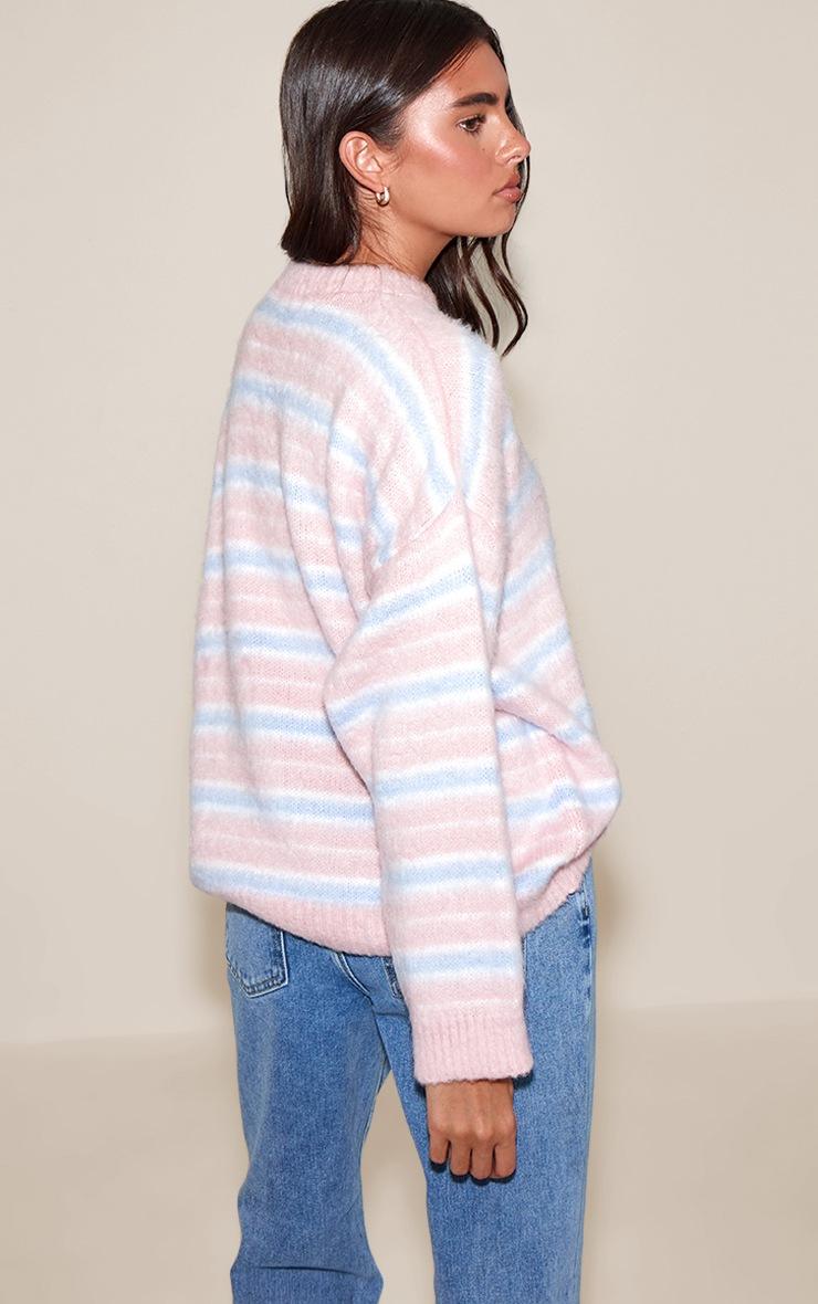 Pretty Little Thing Pink Striped Brushed Knit Sweater