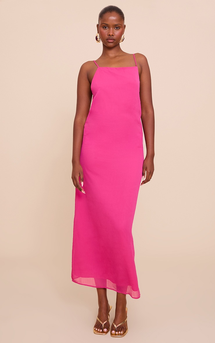 Pretty Little Thing Pink Woven Cami Trim Detail Maxi Dress