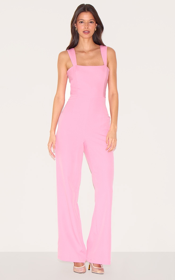 Pretty Little Thing Pink Woven Cut Out Bow Detail Jumpsuit