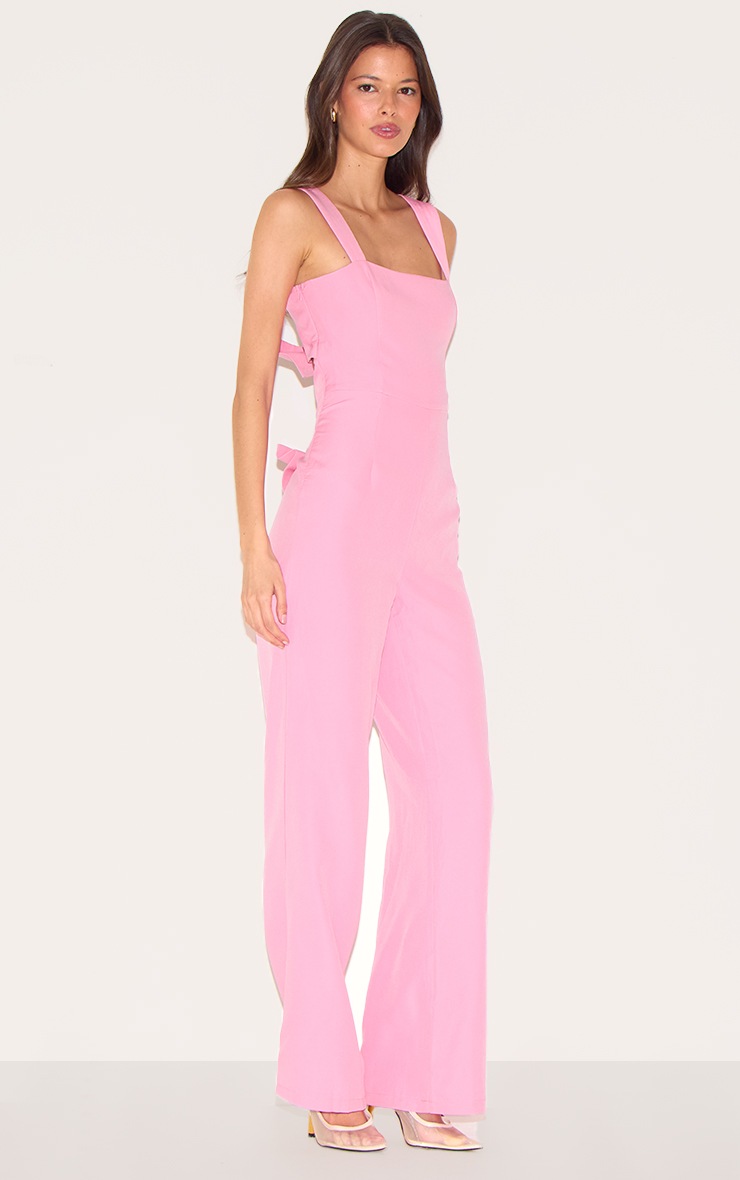 Pretty Little Thing Pink Woven Cut Out Bow Detail Jumpsuit