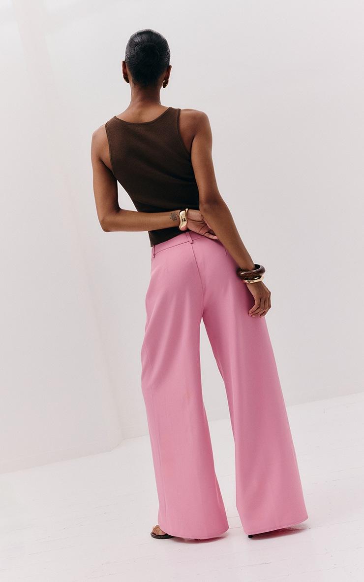 Pretty Little Thing Pink Woven Double Pleat Wide Leg Pant
