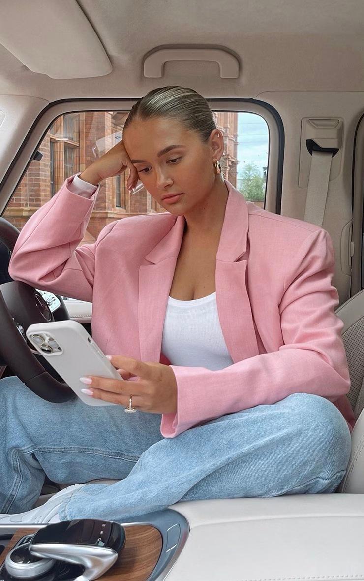 Pretty Little Thing Pink Woven Oversized Curved Hem Boxy Blazer
