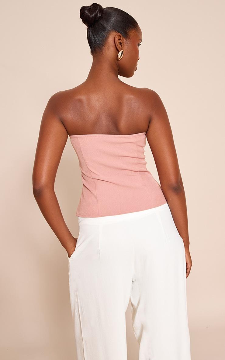 Pretty Little Thing Pink Woven Trim Detail Bandeau Top