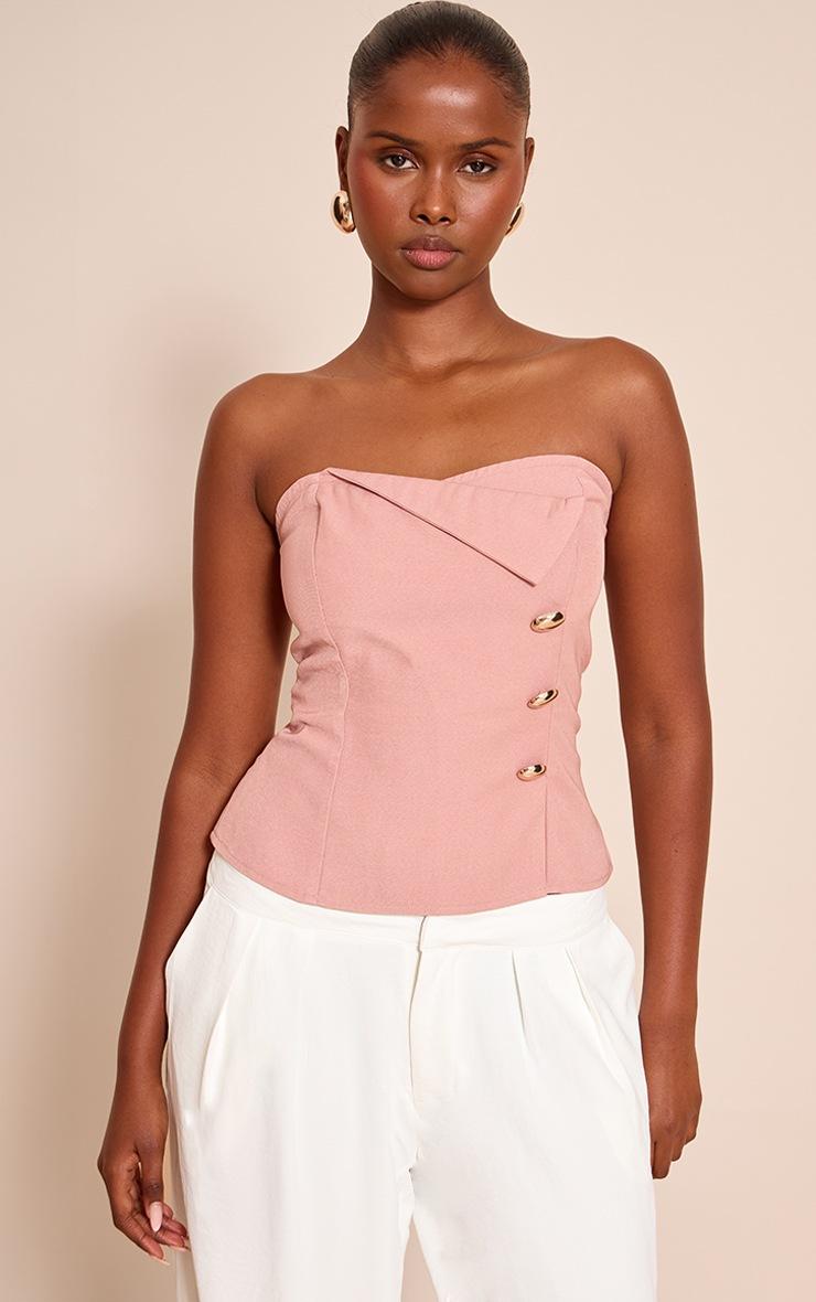 Pretty Little Thing Pink Woven Trim Detail Bandeau Top