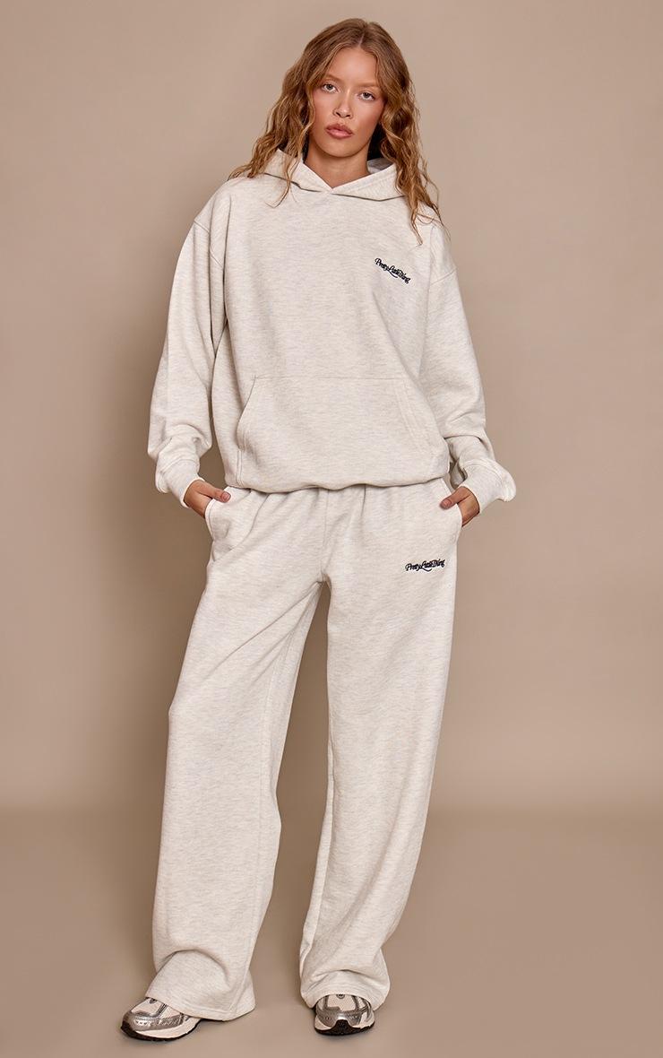 Pretty Little Thing PLT Ash Grey 440 GSM Heavyweight Cotton Loopback Straight Sweatpants