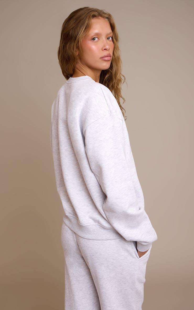 Pretty Little Thing PLT Ash Grey Glitter Logo Pullover Sweatshirt