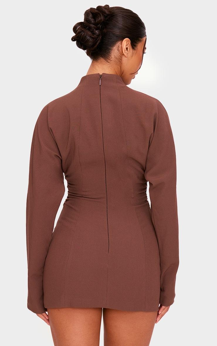 Pretty Little Thing PLT Label Chocolate Batwing Sleeved Pleated Bodycon Dress