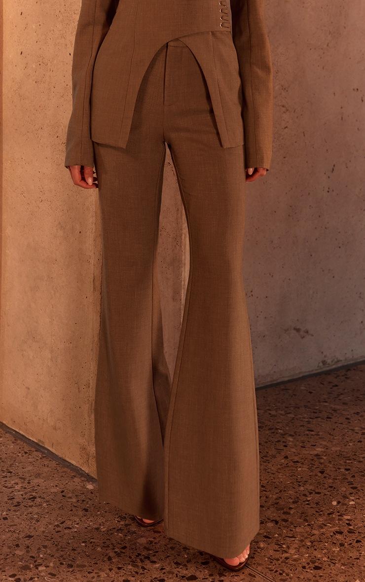 Pretty Little Thing PLT Label Dark Sage Tailored Flared Leg Pants