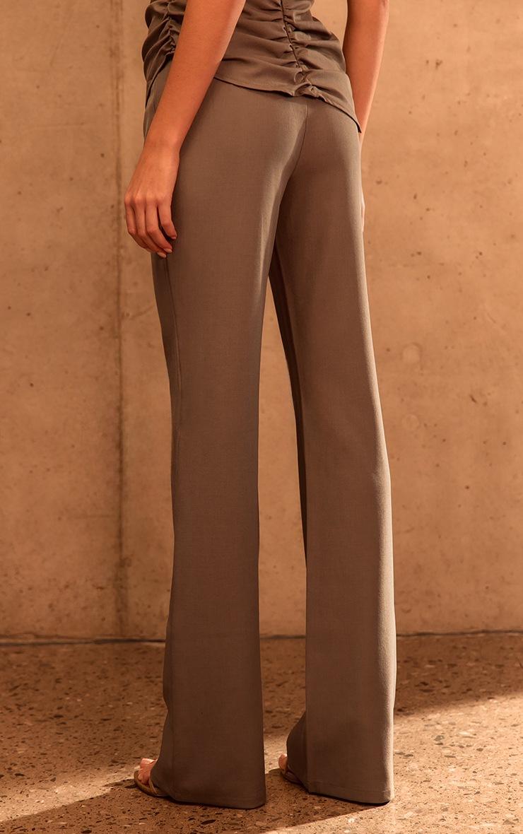 Pretty Little Thing PLT Label Dark Taupe Tailored Straight Leg Pants