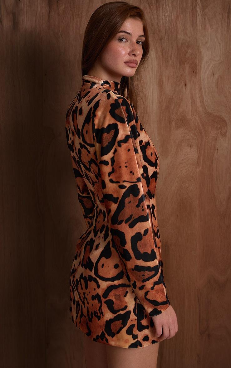 Pretty Little Thing PLT Label Multi Leopard Printed Velvet Bodycon Dress