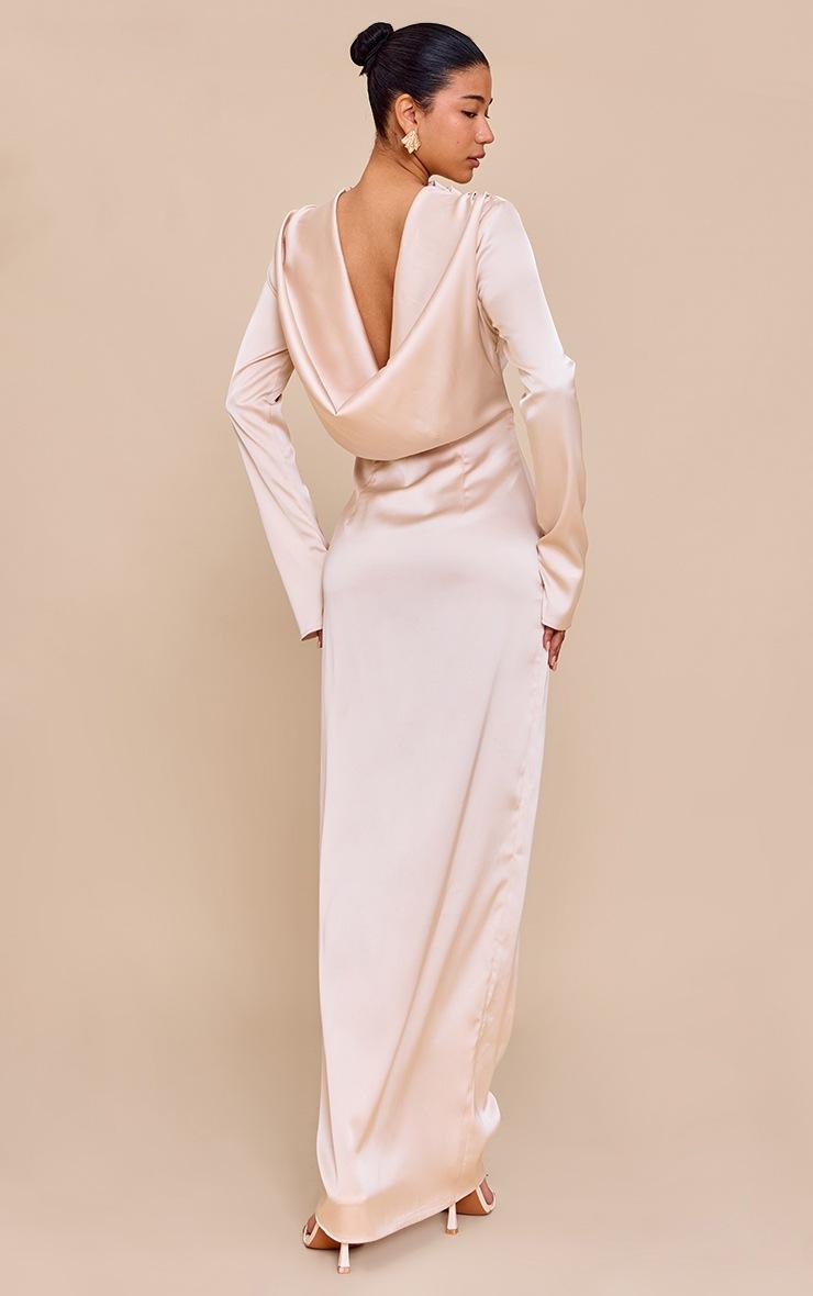 Pretty Little Thing PLT Label Oyster Satin Cowl Back Maxi Dress
