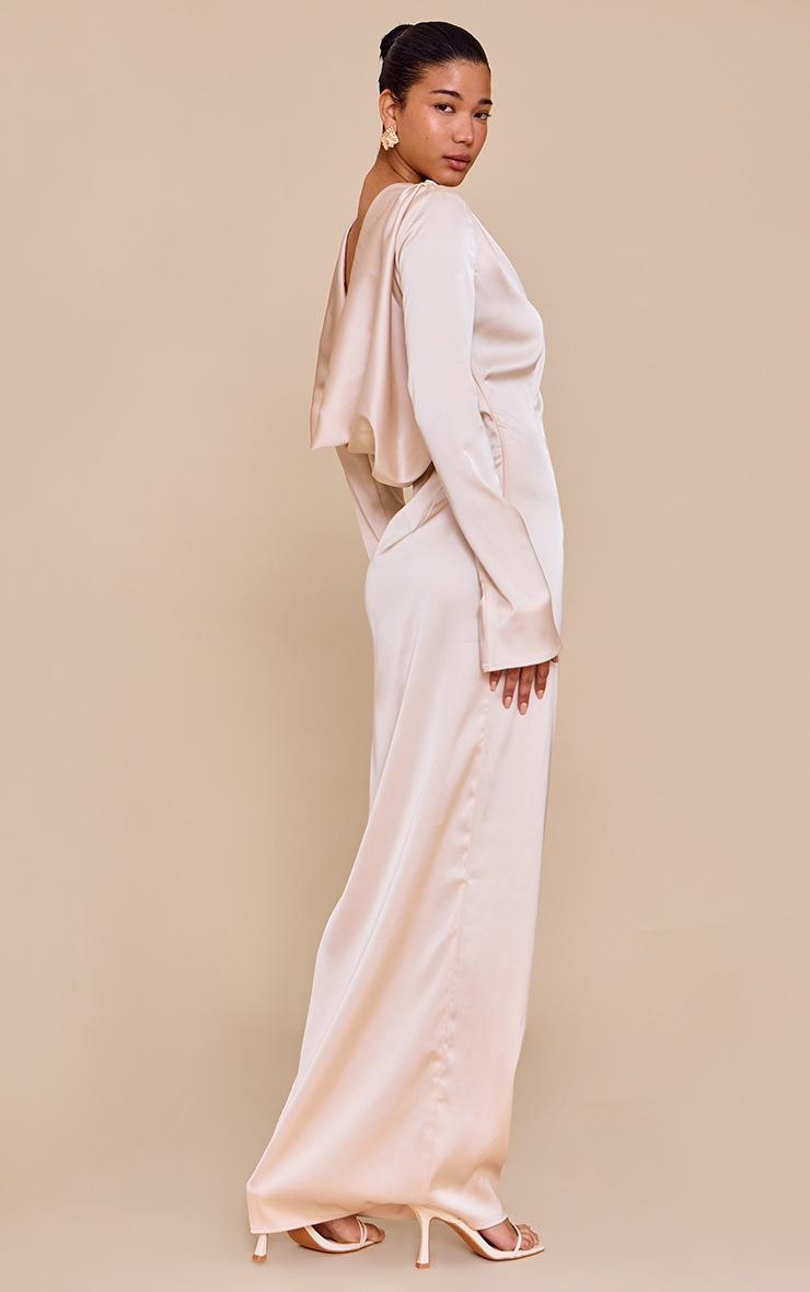 Pretty Little Thing PLT Label Oyster Satin Cowl Back Maxi Dress