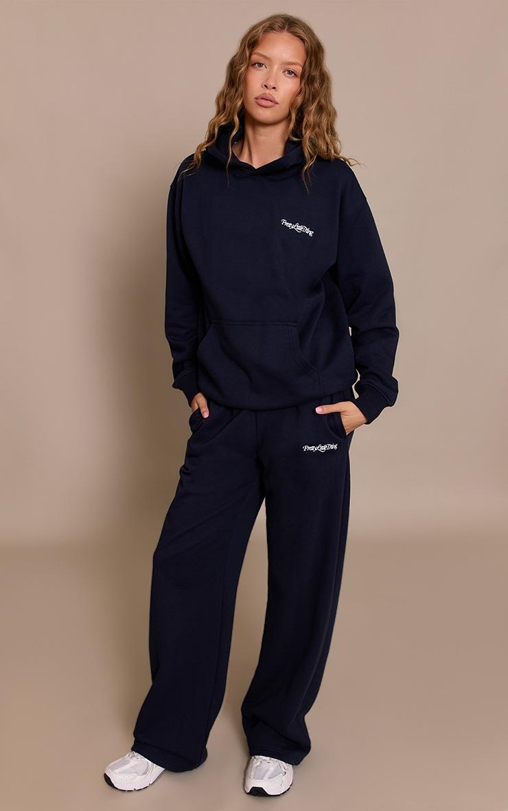 Pretty Little Thing PLT Navy 440 GSM Heavyweight Cotton Loopback Straight Sweatpants
