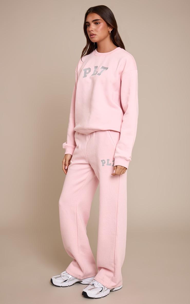 Pretty Little Thing PLT Pink Glitter Logo Pullover Sweatshirt