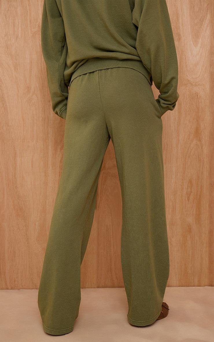 Pretty Little Thing PLT Sage Embroidered Acid Wash Loopback Straight Leg Sweatpant