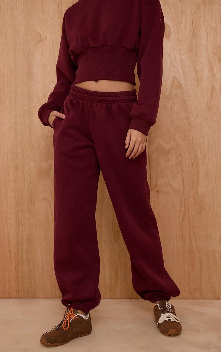 Pretty Little Thing PLT Wine Tab Drawcord Cuff Sweatpants