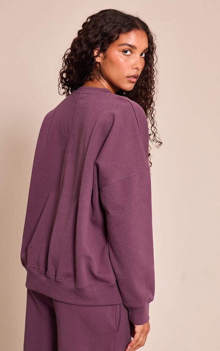 Pretty Little Thing Plum 350 GSM Interlock Wide Leg Sweatpants