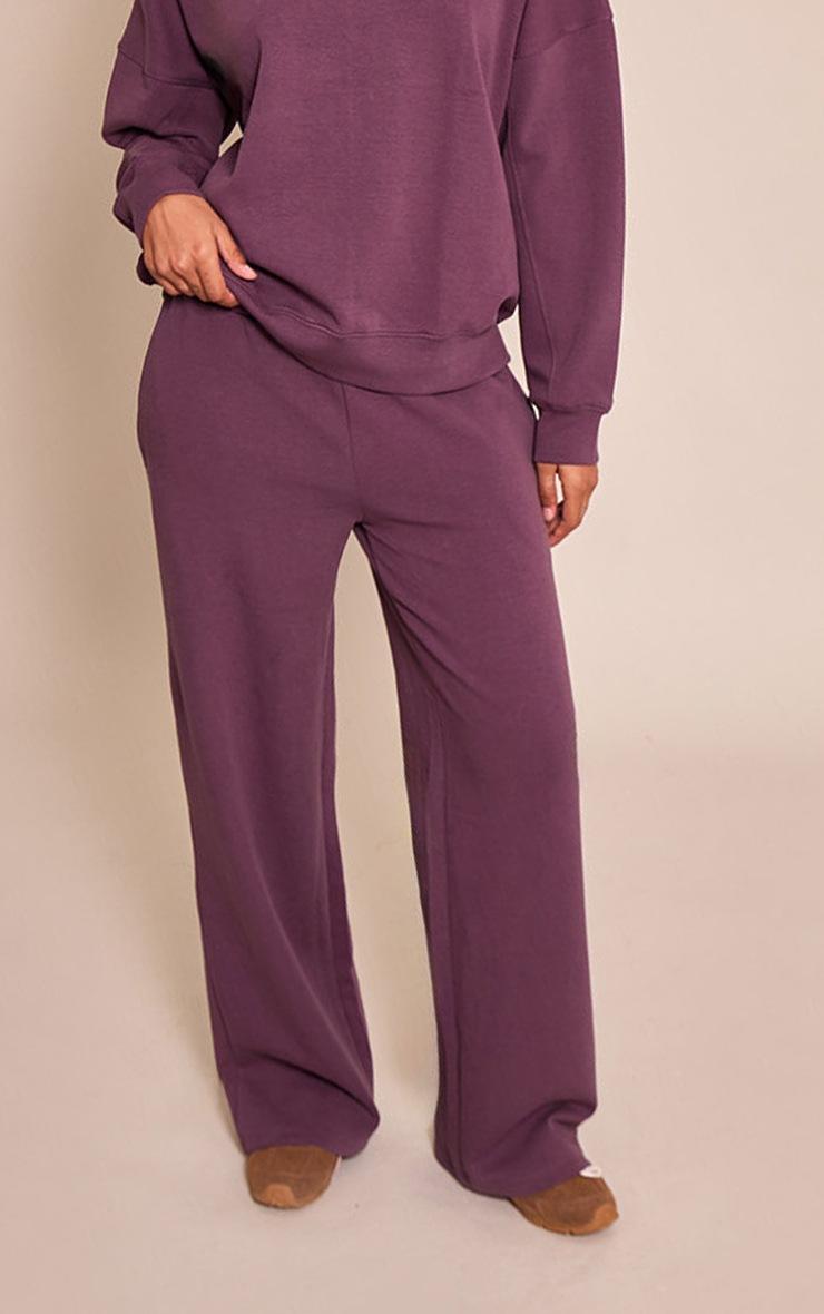 Pretty Little Thing Plum 350 GSM Interlock Wide Leg Sweatpants