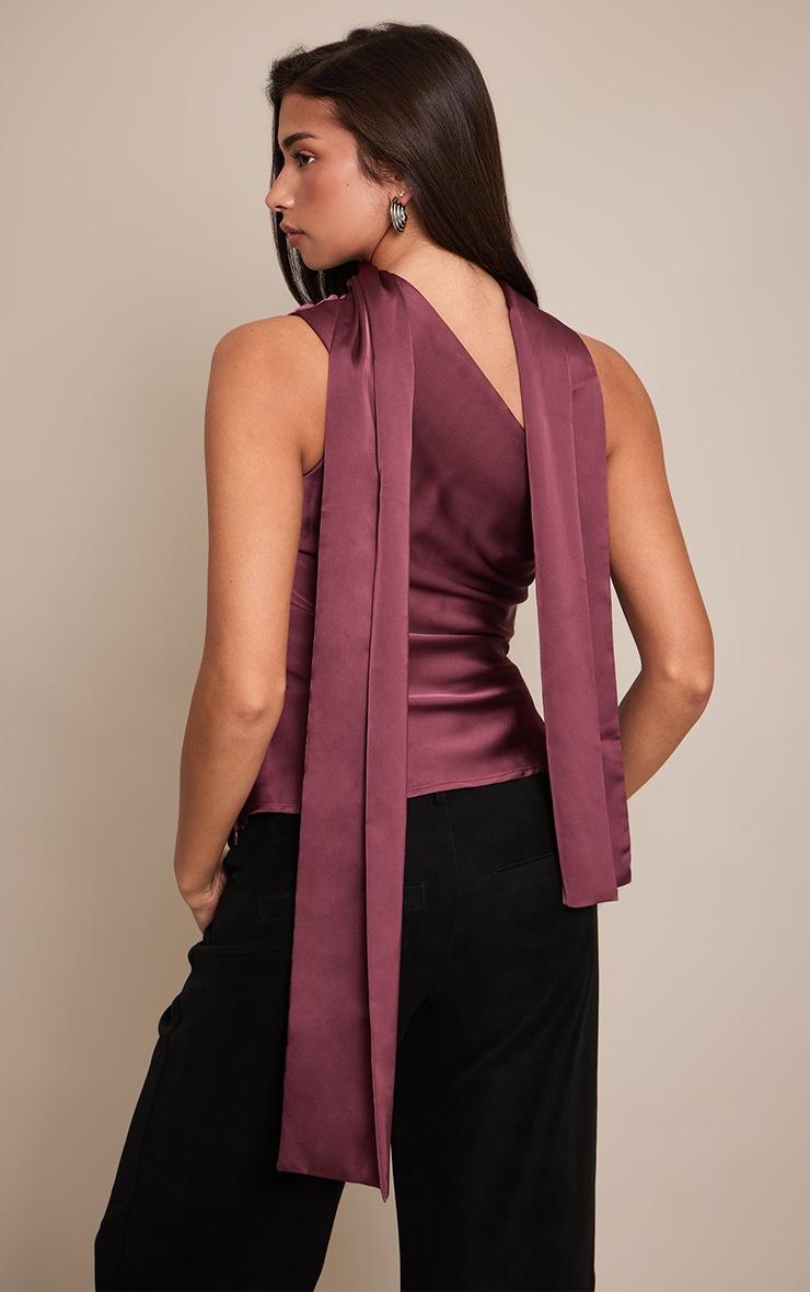 Pretty Little Thing Plum Asymmetric Scarf Detail Top