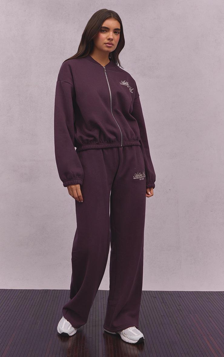 Pretty Little Thing Plum Athletics Club Cotton Fleece Straight Leg Sweatpants