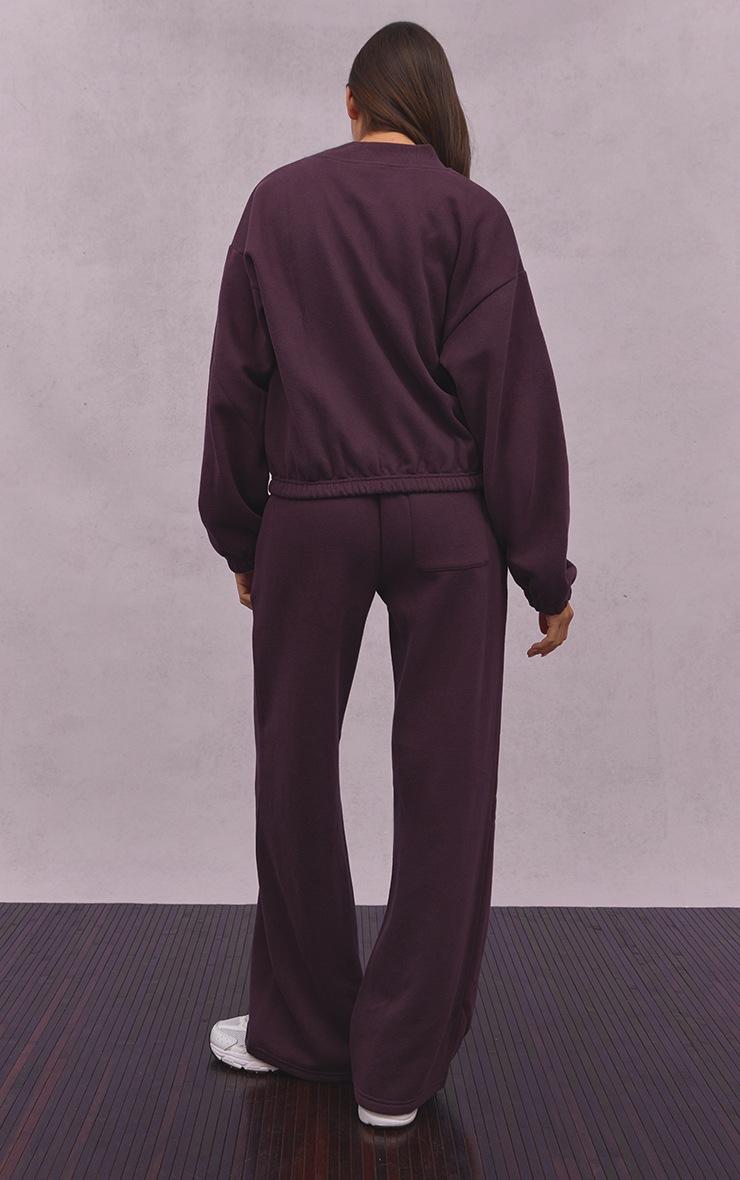 Pretty Little Thing Plum Athletics Club Cotton Fleece Straight Leg Sweatpants