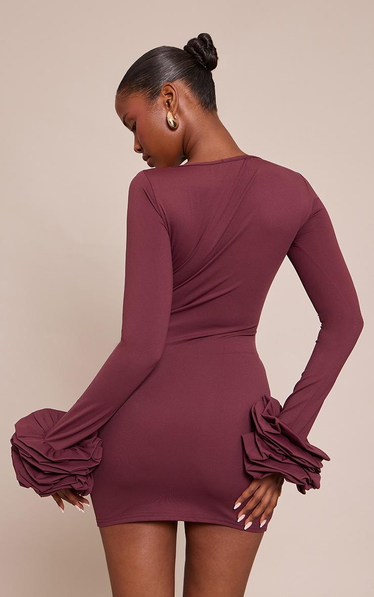 Pretty Little Thing Plum Boat Neck Puff Sleeve Bodycon Dress