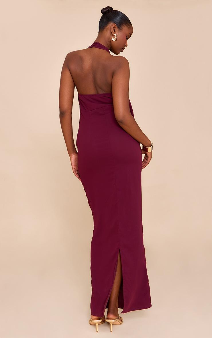 Pretty Little Thing Plum Chiffon Cowl Neck Maxi Dress
