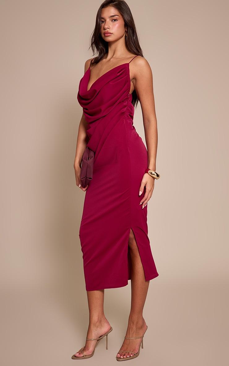 Pretty Little Thing Plum Chiffon Drape Cut Out Midaxi Dress