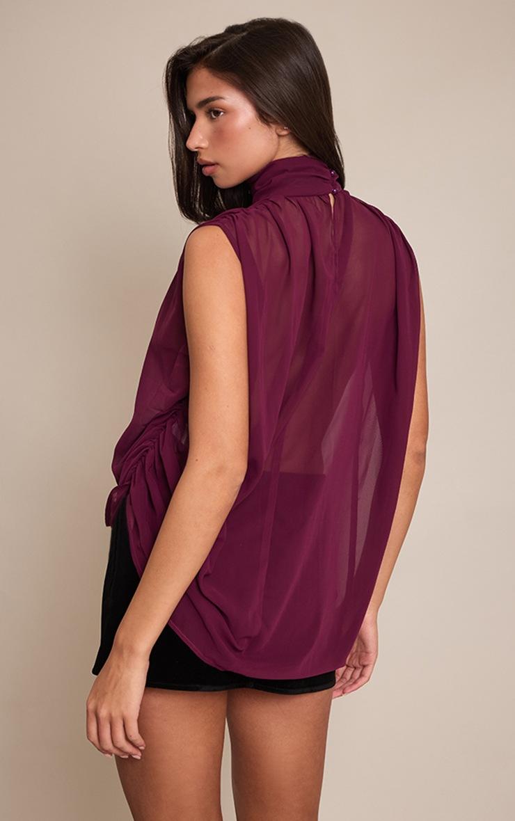 Pretty Little Thing Plum Chiffon Extreme Plunge Top