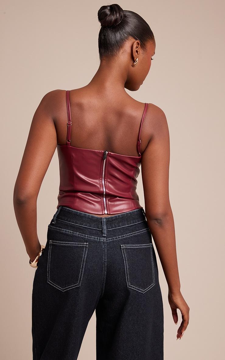 Pretty Little Thing Plum Faux Leather Bonded Strappy Corset