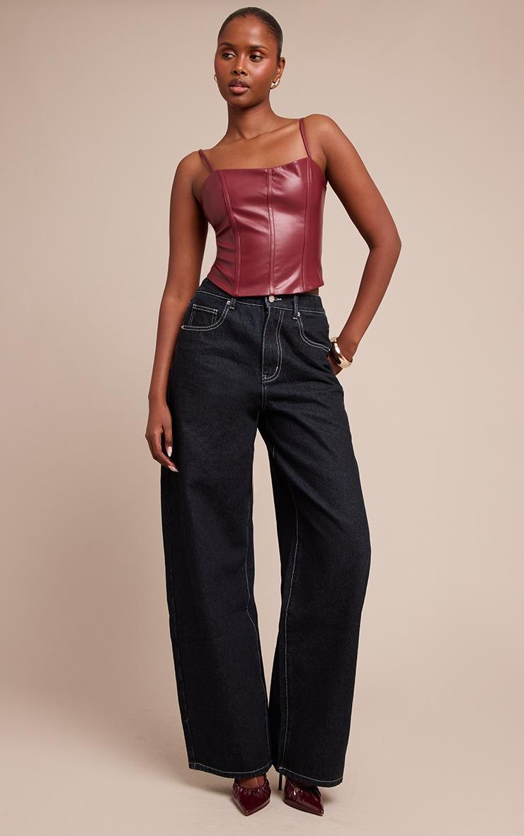 Pretty Little Thing Plum Faux Leather Bonded Strappy Corset