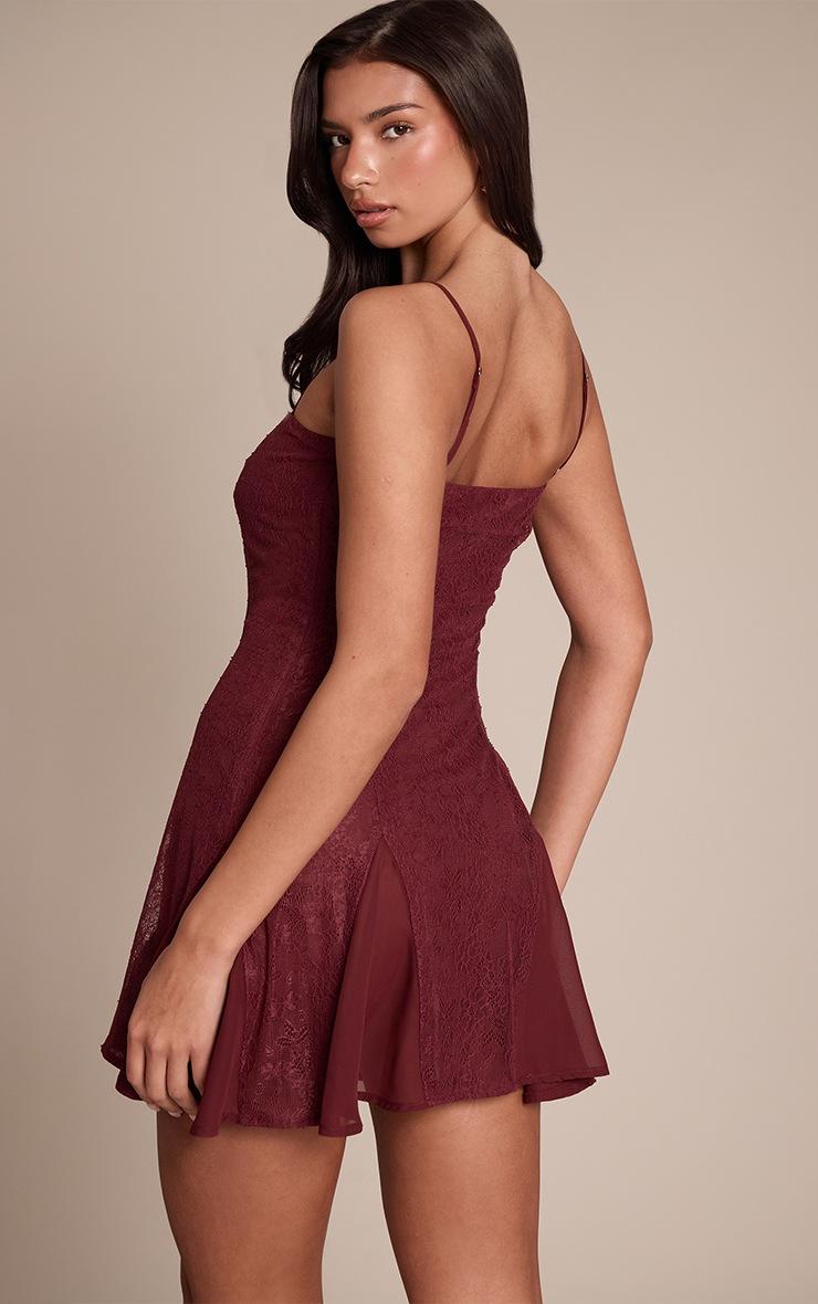 Pretty Little Thing Plum Lace Square Neck Mini Shift Dress
